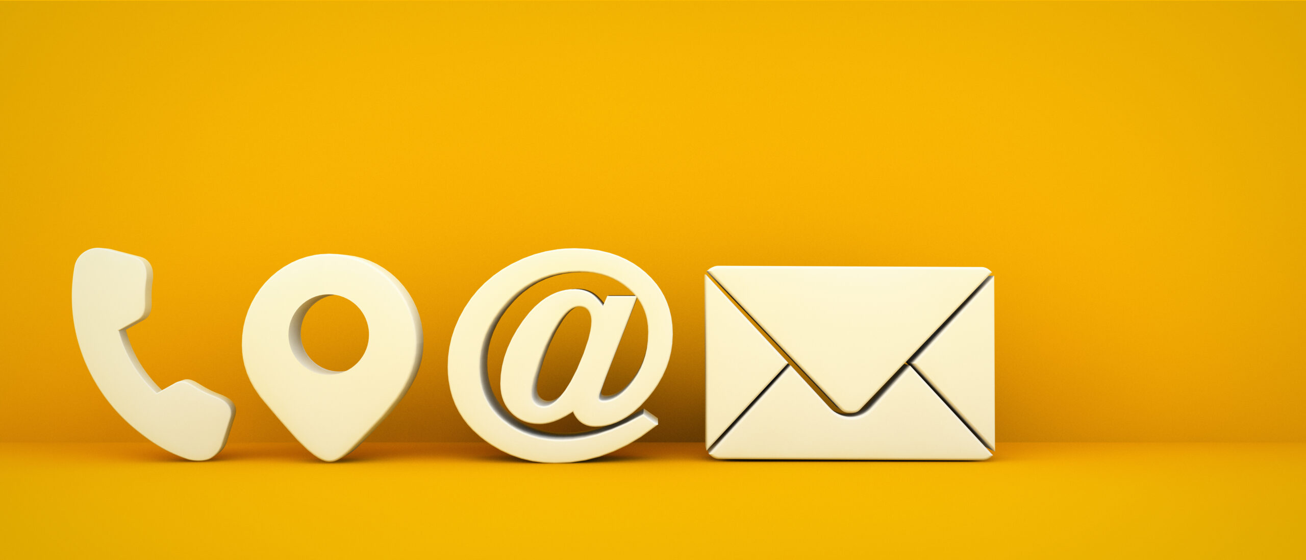 Business contact icons on yellow background 3d rendering